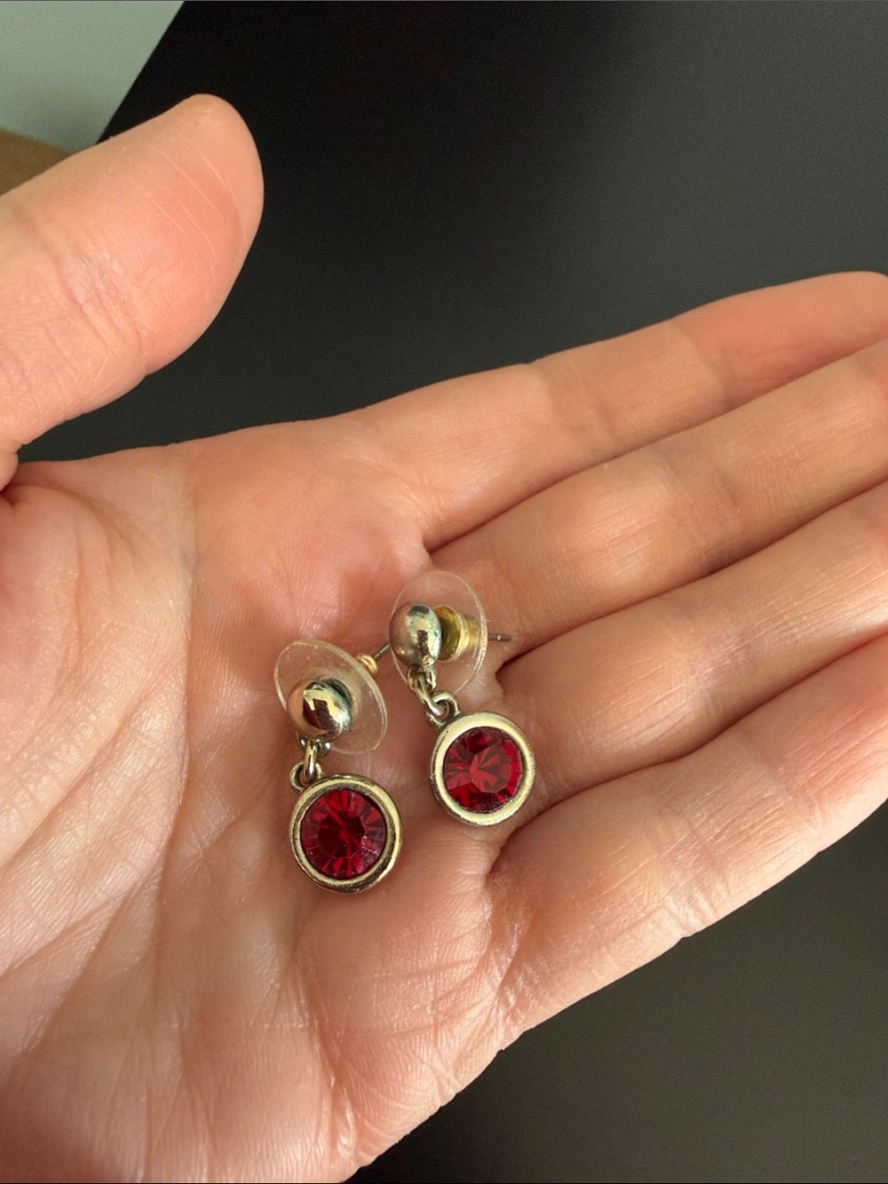 Classic Red Crystal Drop Stud Earrings - Women Jewelry